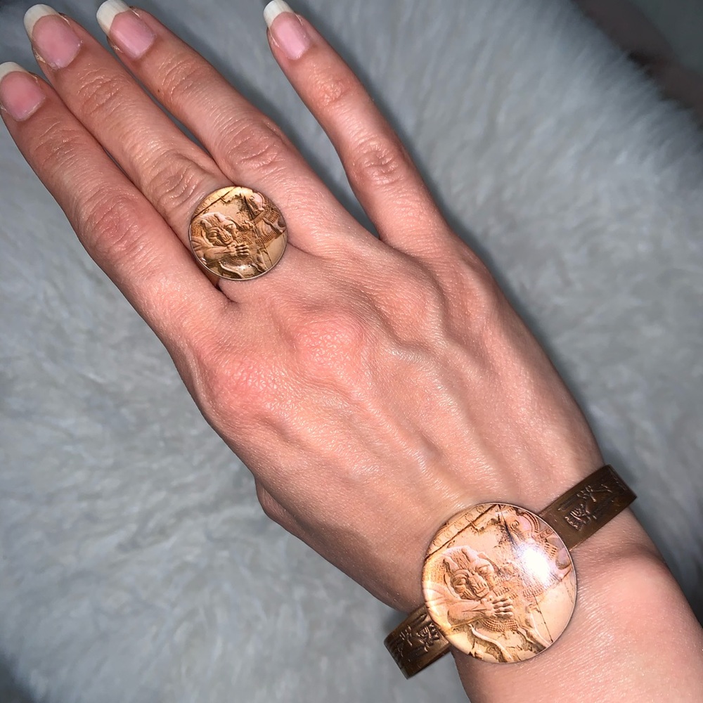 Copper bracelet and ring set